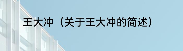 王大冲（关于王大冲的简述）