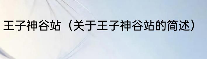 王子神谷站（关于王子神谷站的简述）