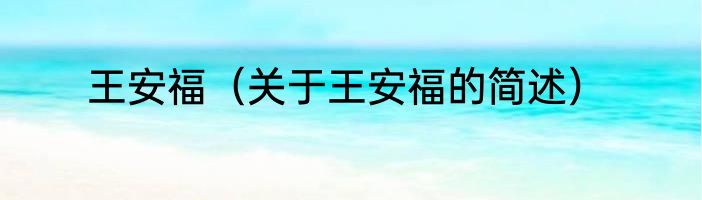 王安福（关于王安福的简述）