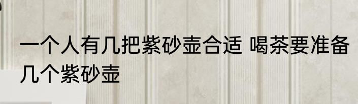 一个人有几把紫砂壶合适 喝茶要准备几个紫砂壶