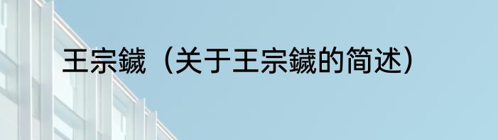 王宗鐬（关于王宗鐬的简述）