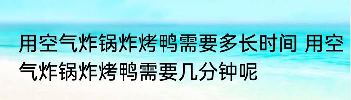 用空气炸锅炸烤鸭需要多长时间 用空气炸锅炸烤鸭需要几分钟呢