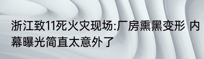 浙江致11死火灾现场:厂房熏黑变形 内幕曝光简直太意外了