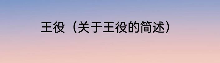 王役（关于王役的简述）