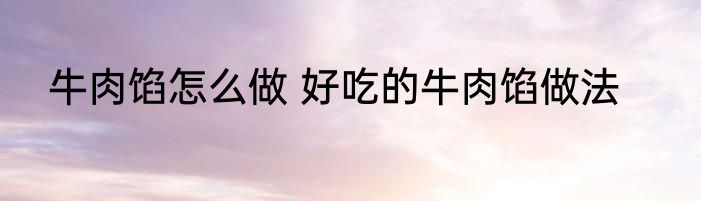 牛肉馅怎么做 好吃的牛肉馅做法