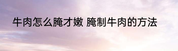 牛肉怎么腌才嫩 腌制牛肉的方法
