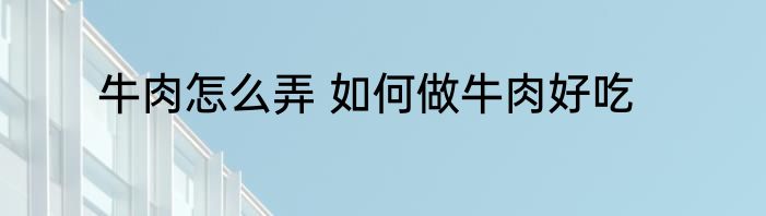 牛肉怎么弄 如何做牛肉好吃