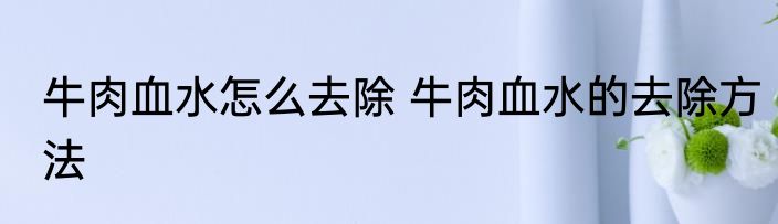 牛肉血水怎么去除 牛肉血水的去除方法