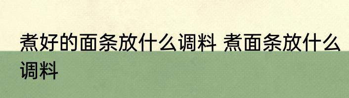 煮好的面条放什么调料 煮面条放什么调料