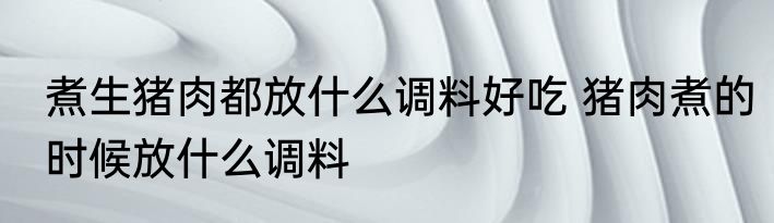 煮生猪肉都放什么调料好吃 猪肉煮的时候放什么调料