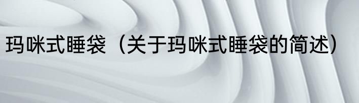 玛咪式睡袋（关于玛咪式睡袋的简述）