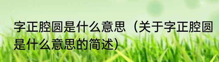 字正腔圆是什么意思（关于字正腔圆是什么意思的简述）