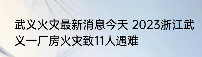 武义火灾最新消息今天 2023浙江武义一厂房火灾致11人遇难