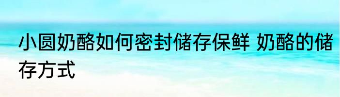 小圆奶酪如何密封储存保鲜 奶酪的储存方式