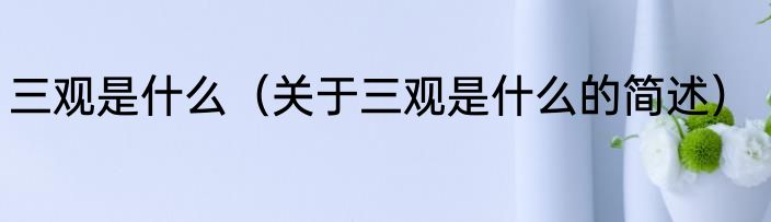 三观是什么（关于三观是什么的简述）