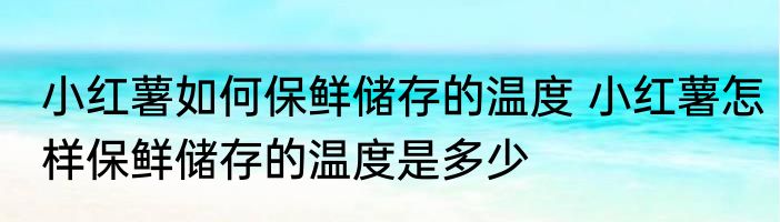 小红薯如何保鲜储存的温度 小红薯怎样保鲜储存的温度是多少