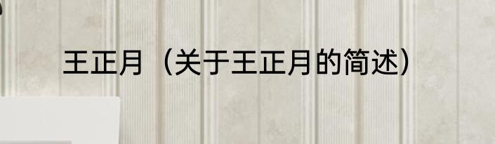 王正月（关于王正月的简述）