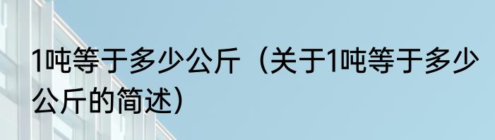 1吨等于多少公斤（关于1吨等于多少公斤的简述）
