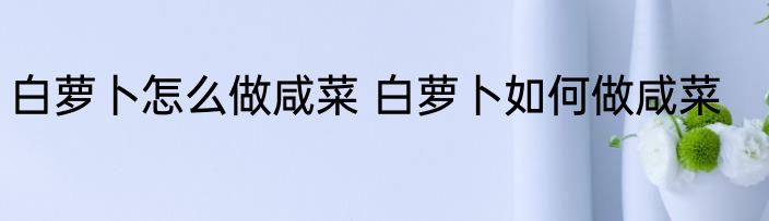 白萝卜怎么做咸菜 白萝卜如何做咸菜