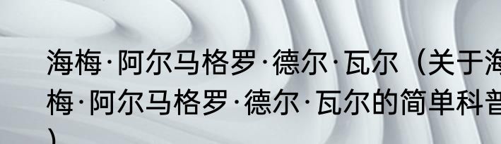 海梅·阿尔马格罗·德尔·瓦尔（关于海梅·阿尔马格罗·德尔·瓦尔的简单科普）