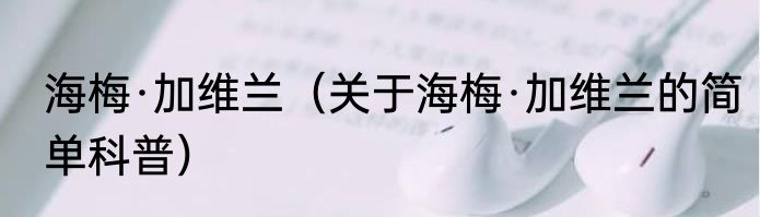 海梅·加维兰（关于海梅·加维兰的简单科普）