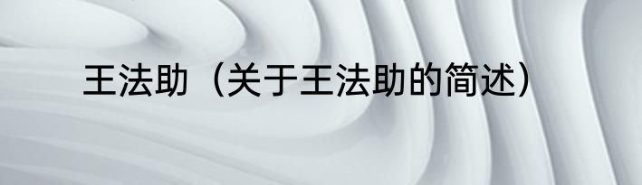 王法助（关于王法助的简述）