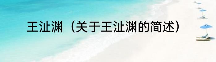 王沚渊（关于王沚渊的简述）