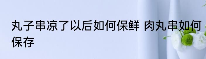 丸子串凉了以后如何保鲜 肉丸串如何保存