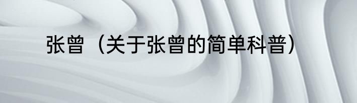 张曾（关于张曾的简单科普）