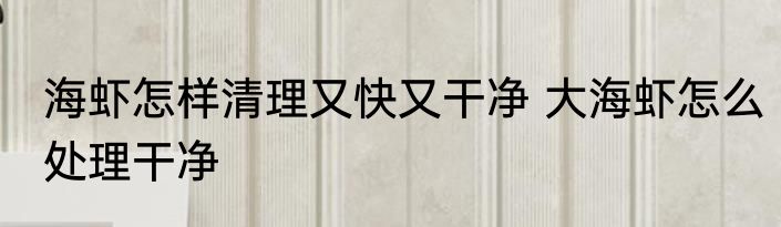 海虾怎样清理又快又干净 大海虾怎么处理干净