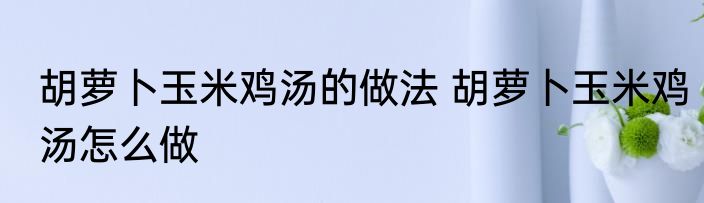 胡萝卜玉米鸡汤的做法 胡萝卜玉米鸡汤怎么做