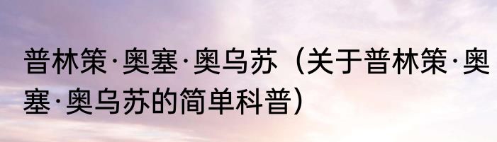 普林策·奥塞·奥乌苏（关于普林策·奥塞·奥乌苏的简单科普）