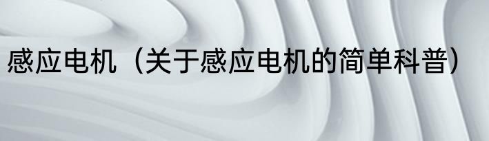 感应电机（关于感应电机的简单科普）