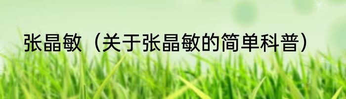 张晶敏（关于张晶敏的简单科普）