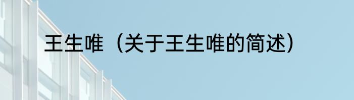 王生唯（关于王生唯的简述）