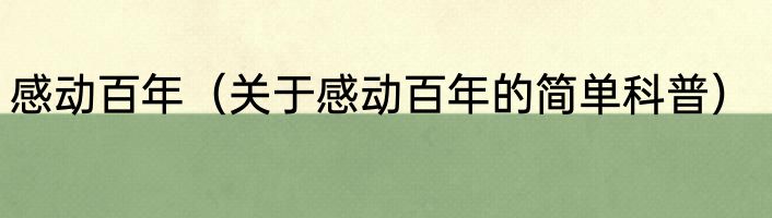 感动百年（关于感动百年的简单科普）