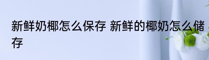 新鲜奶椰怎么保存 新鲜的椰奶怎么储存