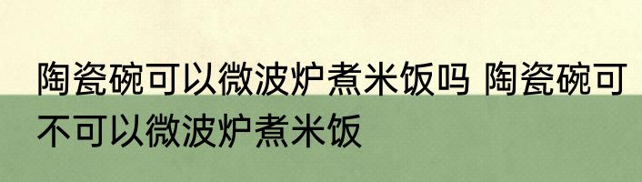 陶瓷碗可以微波炉煮米饭吗 陶瓷碗可不可以微波炉煮米饭