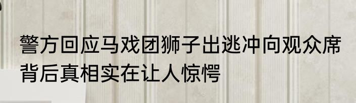 警方回应马戏团狮子出逃冲向观众席 背后真相实在让人惊愕