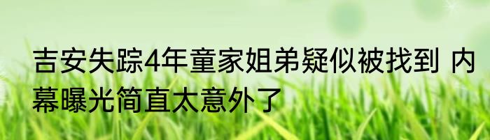 吉安失踪4年童家姐弟疑似被找到 内幕曝光简直太意外了