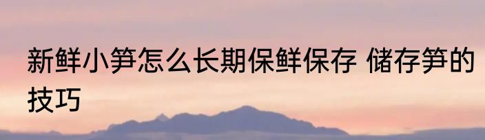 新鲜小笋怎么长期保鲜保存 储存笋的技巧