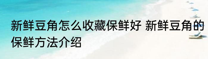 新鲜豆角怎么收藏保鲜好 新鲜豆角的保鲜方法介绍
