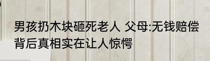 男孩扔木块砸死老人 父母:无钱赔偿 背后真相实在让人惊愕