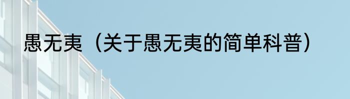愚无夷（关于愚无夷的简单科普）