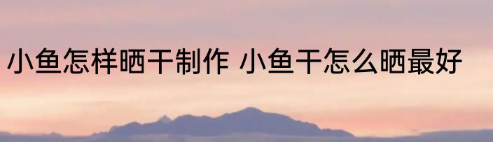小鱼怎样晒干制作 小鱼干怎么晒最好