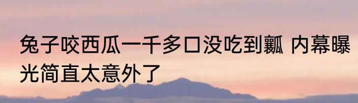 兔子咬西瓜一千多口没吃到瓤 内幕曝光简直太意外了