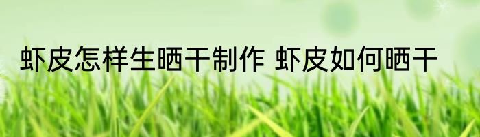 虾皮怎样生晒干制作 虾皮如何晒干