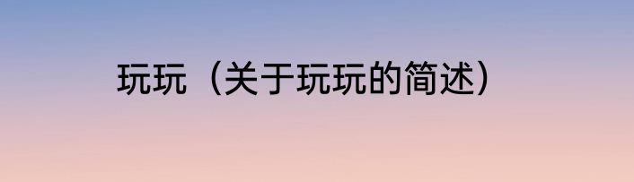 玩玩（关于玩玩的简述）
