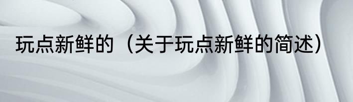 玩点新鲜的（关于玩点新鲜的简述）