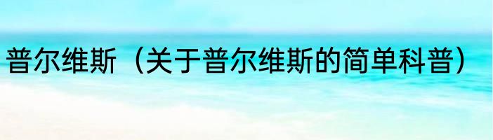 普尔维斯（关于普尔维斯的简单科普）